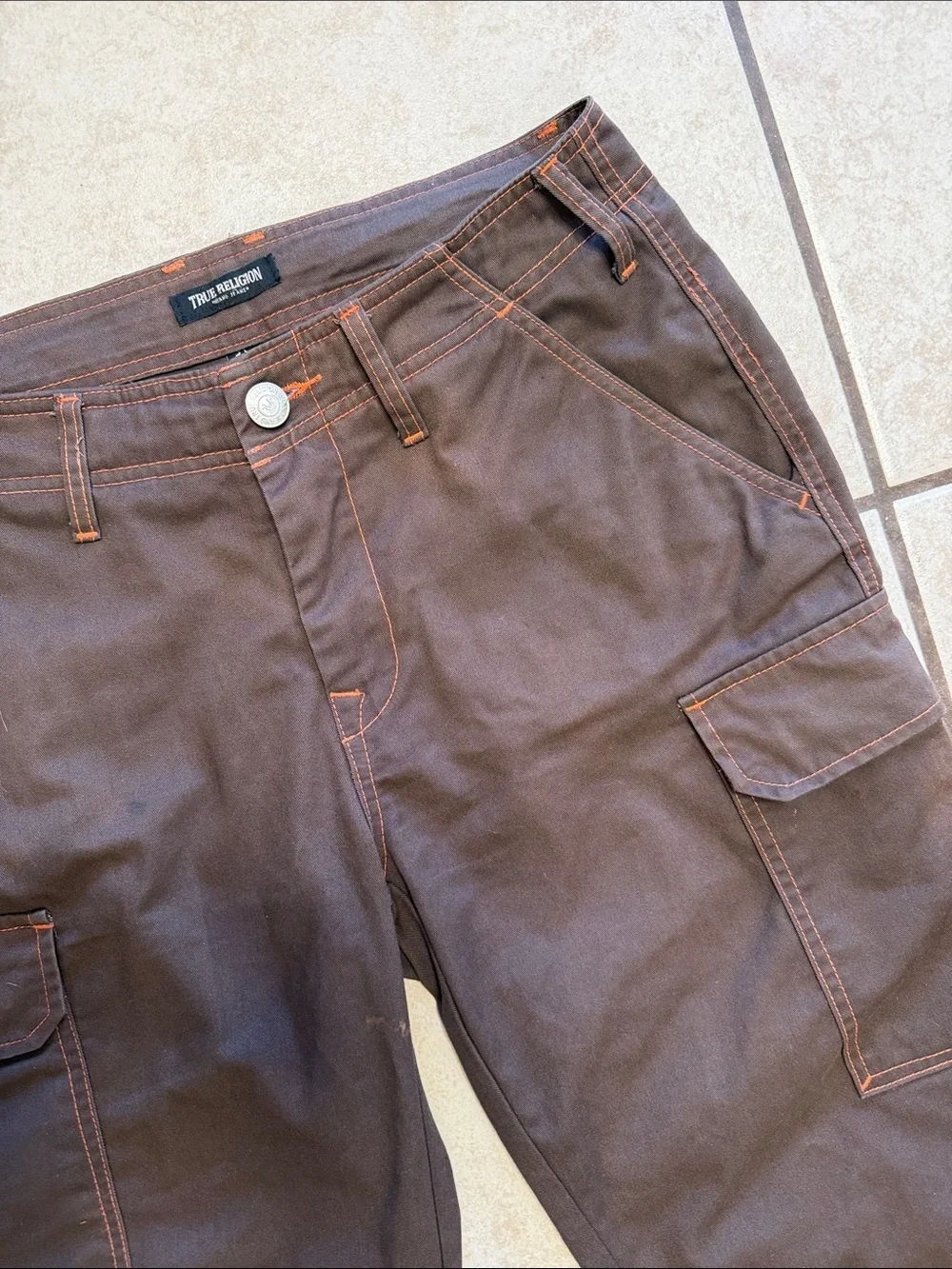 True Religion Brown Cargo Pants Men’s 30 Utility Y2K Streetwear Flap Pocket